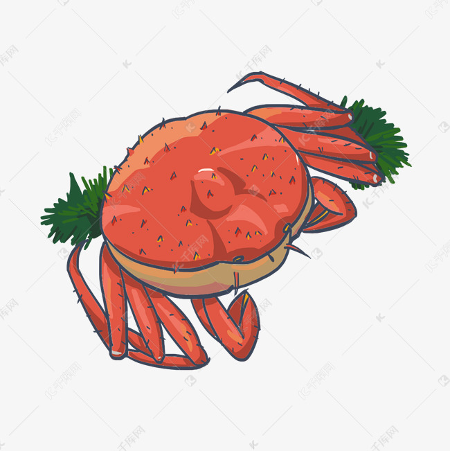 手绘海鲜 螃蟹的鲜美与艺术之美